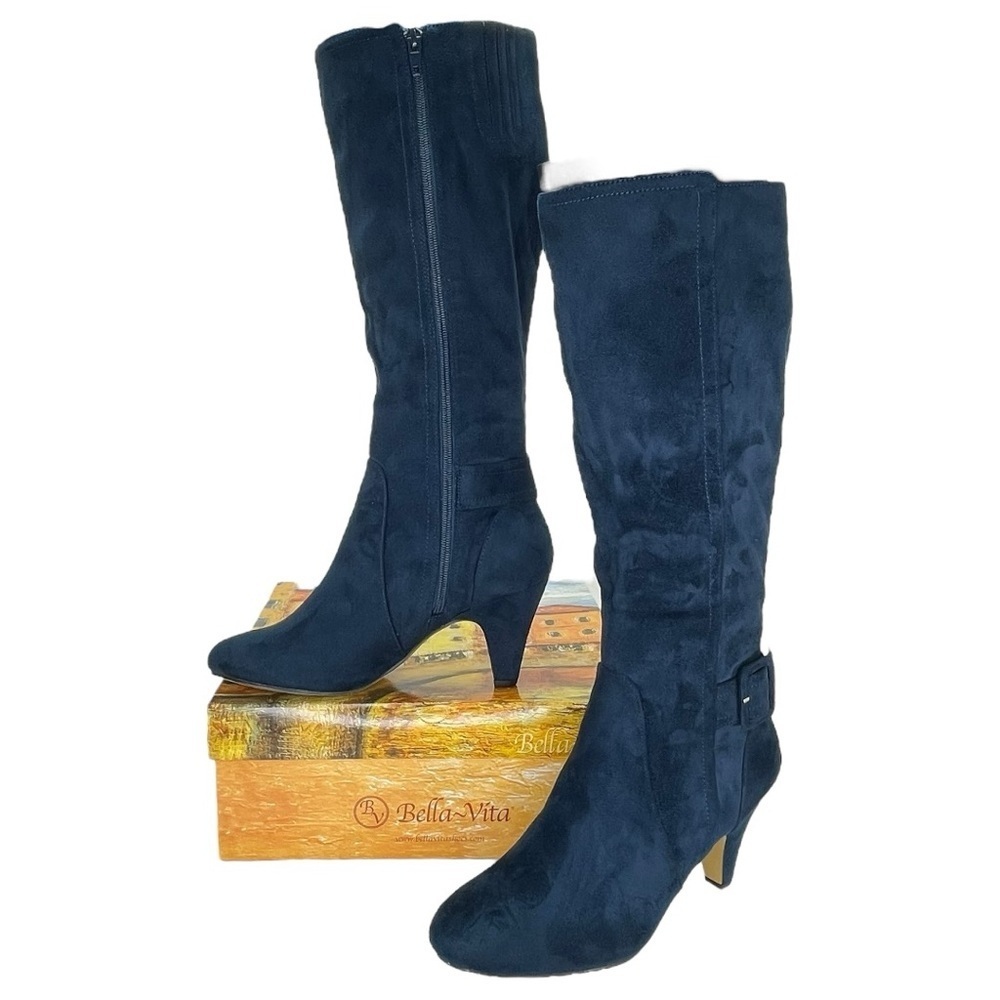 Bella Vita Troy II Navy Microsuede Knee High Womens Boots Size 6.5M - Picture 11 of 11